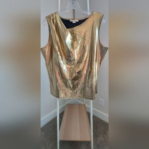 Cooper & Ella Metallic Gold Sleeveless Top Women's L